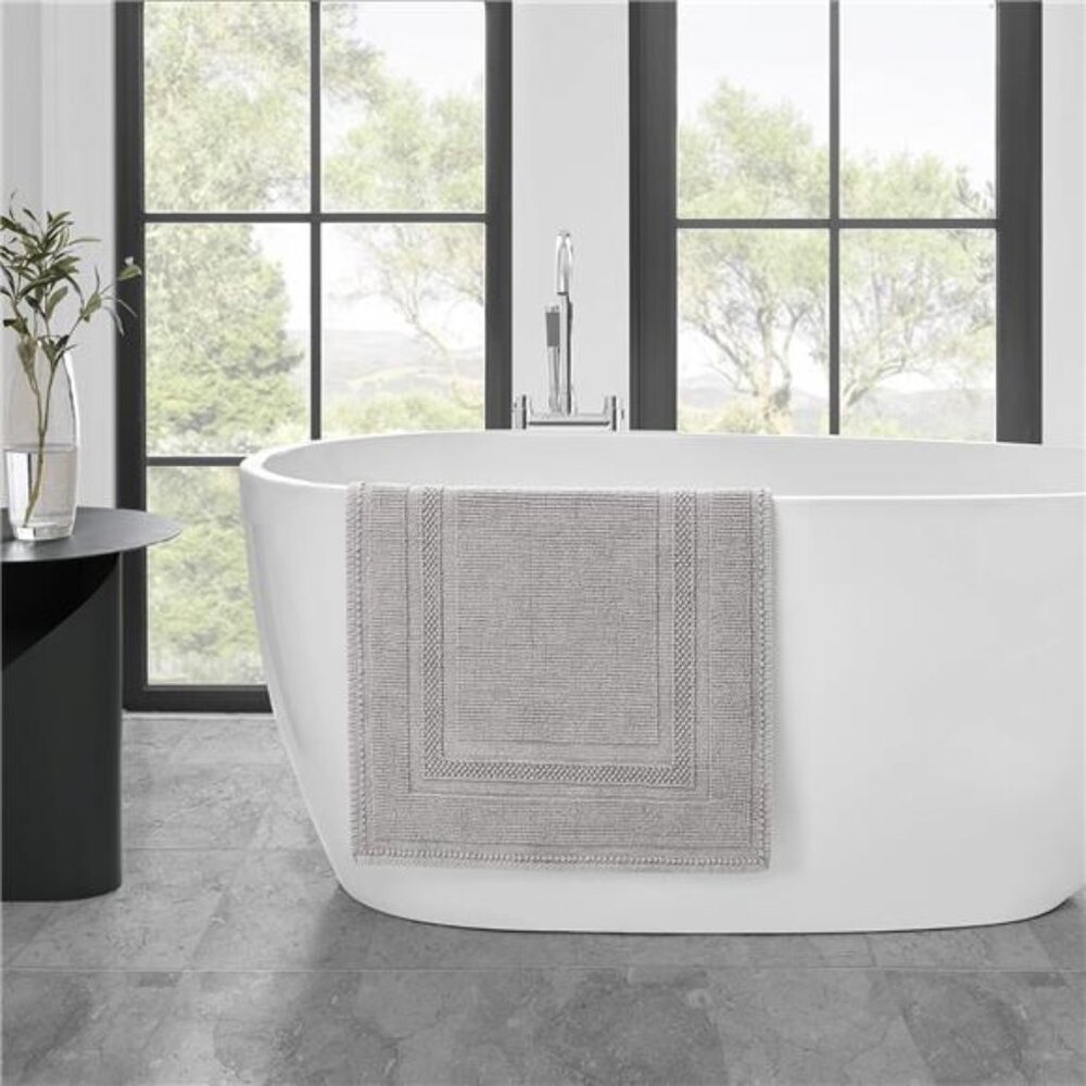 Stonewash Bath Rug Cotton Racetrack Bathroom Rug Machine Washable Light Gray - Picture 6 of 7